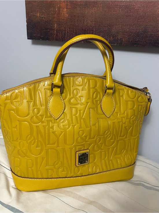 Dooney & Bourke Handbags - Dooney & Bourke Yellow Embossed Logo Dome Satchel
